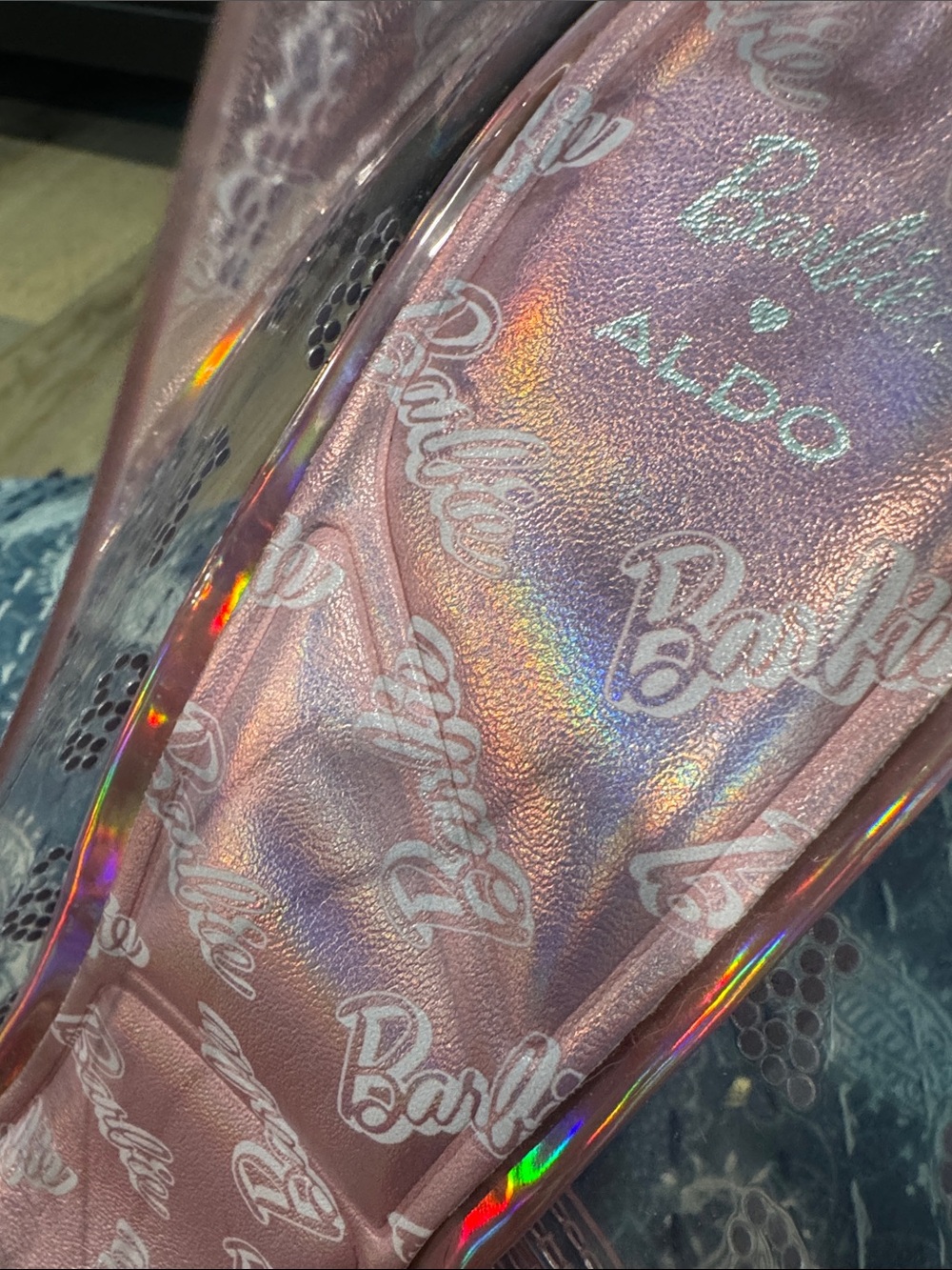 Barbie Pink Transparent Pointed-Toe High Heels with Logo Print - Picture 6 of 15